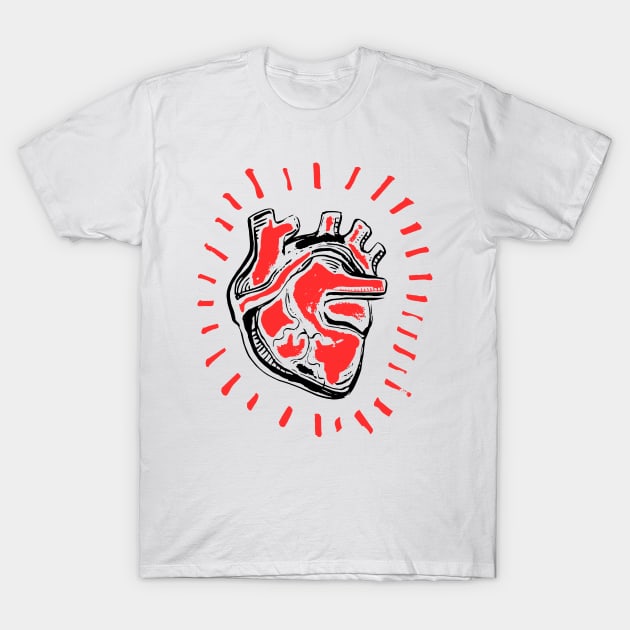 Human heart ink hand drawn illustration T-Shirt by bernardojbp